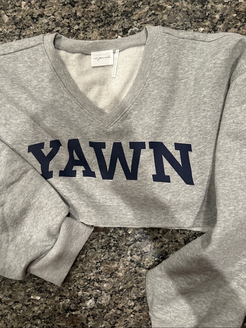 NWOT Urban Outfitters Out From Under Crewneck Crop YAWN Logo
